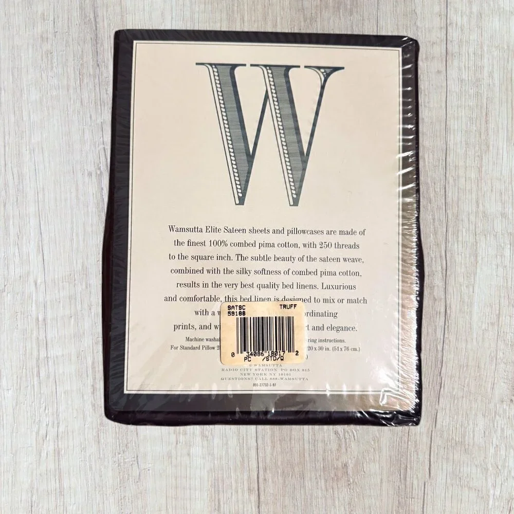 NEW Vintage Y2K WAMSUTTA 100% Pima Combed Cotton 2 Pillowcases Truffle Brown